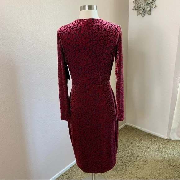 Rachel Roy Velvet Animal Print Faux Wrap Dress - Picture 4 of 14